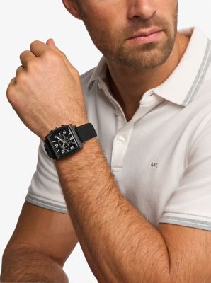 Thumbnail - MK Übergroße Armbanduhr Rhys In Schwarz Mit Silikonarmband - Schwarz - Michael Kors