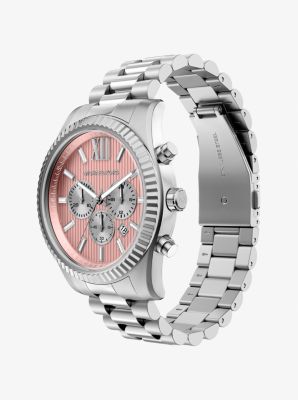 Oversized Lexington Silver-Tone Watch in SILVER | Michael Kors