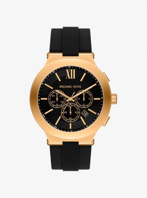 MK Übergroße Armbanduhr Billie Im Goldton Mit Silikonarmband - Schwarz