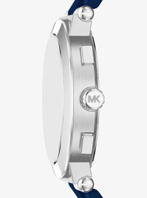 Oversized Billie Silver-Tone and Silicone Watch in AZUL MARINO | Michael Kors