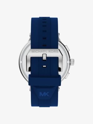 Oversized Billie Silver-Tone and Silicone Watch in AZUL MARINO | Michael Kors