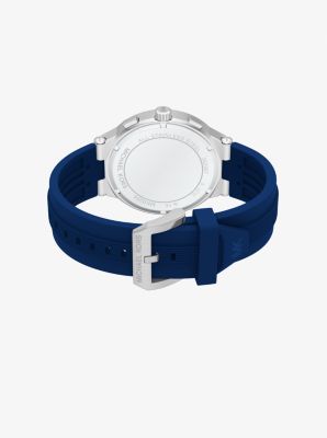 Oversized Billie Silver-Tone and Silicone Watch in AZUL MARINO | Michael Kors
