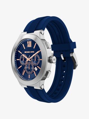 Oversized Billie Silver-Tone and Silicone Watch in AZUL MARINO | Michael Kors