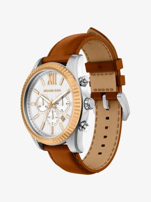 Oversized Lexington Two-Tone and Leather Watch