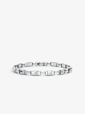 Precious Metal Plated Sterling Silver Pav Mercer Link Bracelet