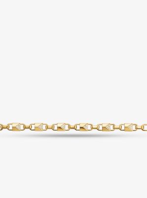 Precious Metal-Plated Sterling Silver Pavé Mercer Link Bracelet