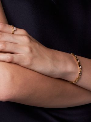 Precious Metal-Plated Sterling Silver Pavé Mercer Link Bracelet