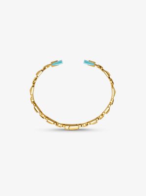 14K Gold-Plated Sterling Silver Open Hinge Bangle