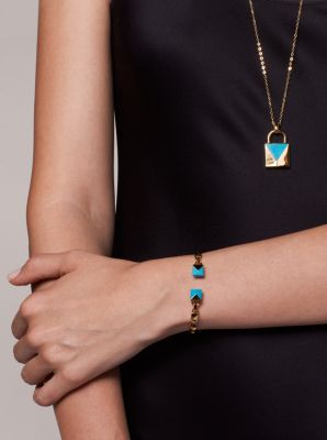 14K Gold-Plated Sterling Silver Open Hinge Bangle