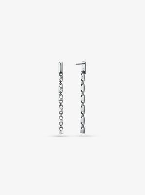Precious Metal-Plated Sterling Silver Mercer Link Linear Earrings