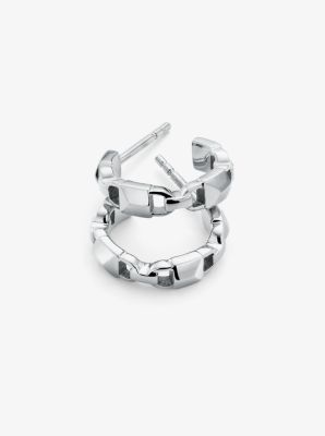 Precious Metal-Plated Sterling Silver Mercer Link Mini Hoops in SILVER | Michael Kors