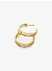 Precious Metal-Plated Sterling Silver Mercer Link Pavé Halo Hoops image number 1