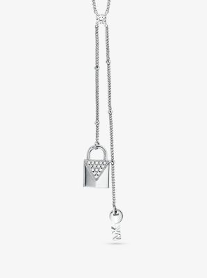 michael kors silver lock necklace