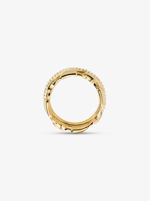 Halo-Ring Mercer Link aus Sterlingsilber mit Edelmetallbeschichtung und Pavé-Fassung image number 2