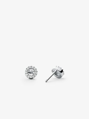 Precious Metal-Plated Sterling Silver Pavé Logo Studs image number 1