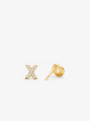 14K Gold-Plated Sterling Silver Pav&eacute; XO Studs