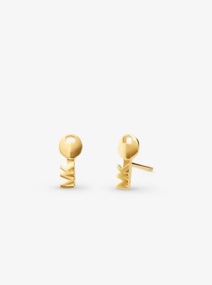 Precious Metal-Plated Sterling Silver Key Studs