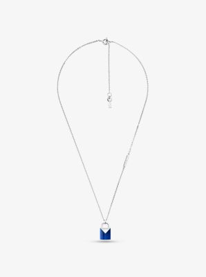 Michael kors silver deals lock necklace