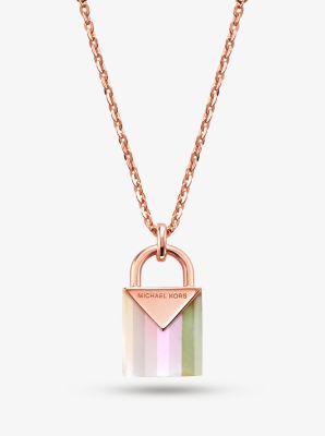 Michael kors rose gold pendant clearance necklace