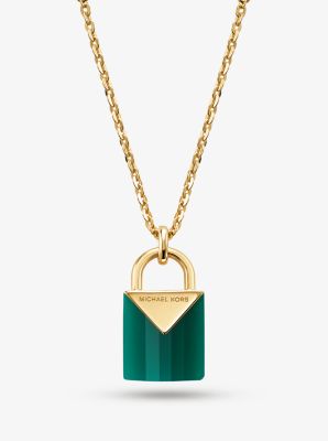 14K Gold-Plated Sterling Silver Padlock Pendant Necklace