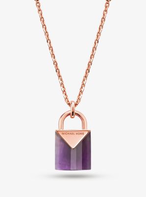 Michael kors rose shop gold padlock necklace