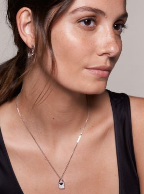 michael kors silver padlock necklace