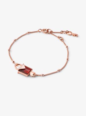 Michael Kors Silver-Tone Chain And Logo Padlock Bracelet in Metallic