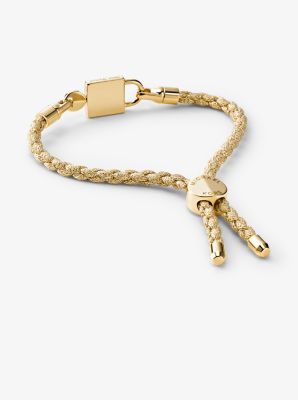 14K Gold-Plated Sterling Silver Lock and Cord Bracelet Set