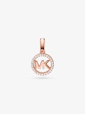 Adorno de logotipo de plata de ley con chapado en metales preciosos e incrustaciones in DORADO ROSA | Michael Kors