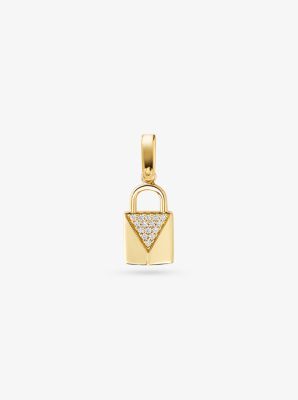 14K Gold-Plated Sterling Silver Pav&eacute; Lock Charm