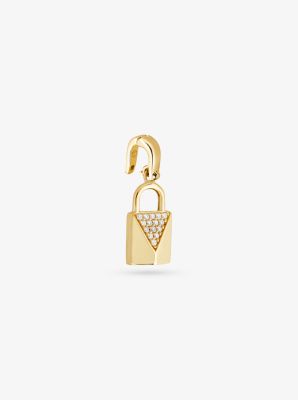 14K Gold-Plated Sterling Silver Pav&eacute; Lock Charm