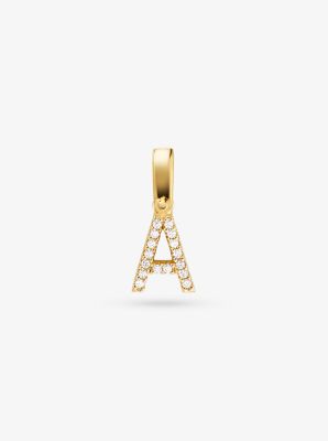 14K Gold-Plated Sterling Silver Pavé Alphabet Charm image number 0