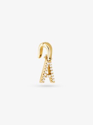 14K Gold-Plated Sterling Silver Pavé Alphabet Charm image number 1