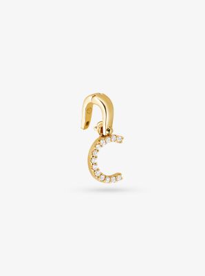 14K Gold-Plated Sterling Silver Pav&eacute; Alphabet Charm
