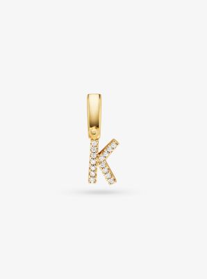 14K Gold-Plated Sterling Silver Pav&eacute; Alphabet Charm