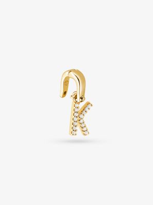 14K Gold-Plated Sterling Silver Pav&eacute; Alphabet Charm