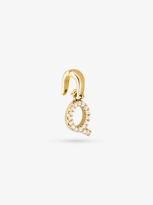 14K Gold-Plated Sterling Silver Pav&eacute; Alphabet Charm