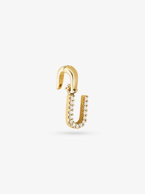 14K Gold-Plated Sterling Silver Pav&eacute; Alphabet Charm