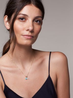 14K Gold-Plated Sterling Silver Pav&eacute; Alphabet Charm