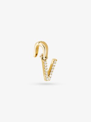 14K Gold-Plated Sterling Silver Pav&eacute; Alphabet Charm