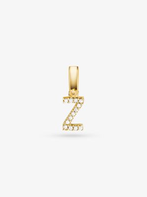 14K Gold-Plated Sterling Silver Pav&eacute; Alphabet Charm