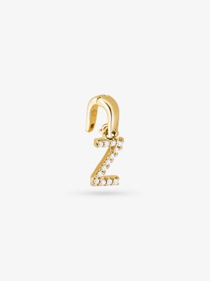14K Gold-Plated Sterling Silver Pav&eacute; Alphabet Charm