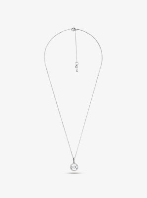 Collana con ciondolo con logo e placcatura in metallo prezioso e pavé image number 1