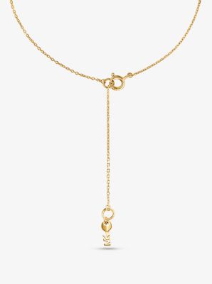 Collier à breloque logo plaqué en métal précieux avec pierres pavées in OR | Michael Kors
