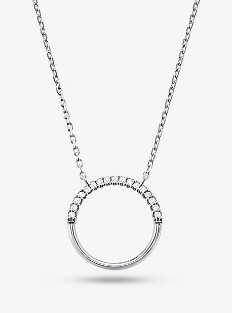 Precious Metal-Plated Sterling Silver Pavé Circle Starter Necklace