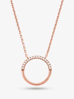 Precious Metal-Plated Sterling Silver Pavé Circle Starter Necklace | Michael  Kors