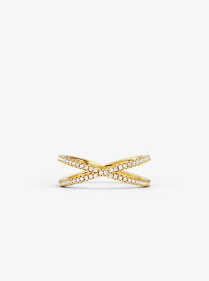 Nesting-Ring aus Sterlingsilber mit Edelmetallbeschichtung und Pavé-Fassung image number 0