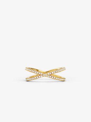 Precious Metal-Plated Sterling Silver Pavé Nesting Ring | Michael Kors