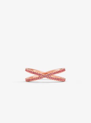 michael kors stone set rose gold plated crossover bangle