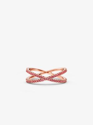 michael kors stone set rose gold plated crossover bangle